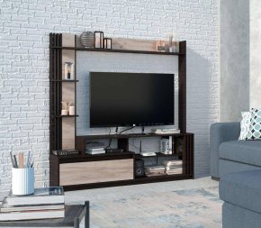 Горка в гостиную "Брайт" 1700х325х1700 h . Венге магия / Дуб крафт серый (правосторонняя)