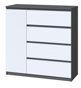 Комод "Брайт" 1000х376х950 h . Антрацит/фасад БІЛИЙ Телеск. спрям. (лівосторонній)