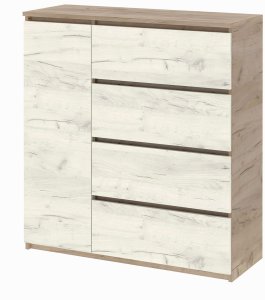 Комод "Брайт" 1000х376х950 h . Дуб крафт серый / Дуб крафт белый Телеск. нап. (левосторонний)