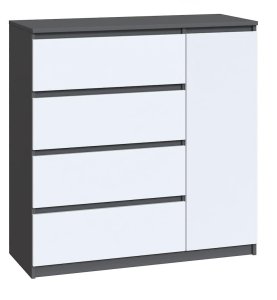 Комод "Брайт" 1000х376х950 h . Антрацит/фасад БІЛИЙ Телеск. спрям. (правосторонній)