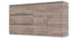 Комод "Брайт" 1580х376х730 h . Дуб крафт серый (Телескопичес. направляющ. левосторонний)