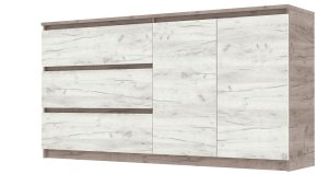 Комод "Брайт" 1580х376х730 h . Дуб крафт серый /Дуб крафт белый (Телес. напр. левосторонний)