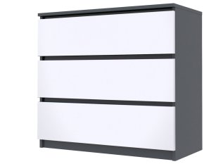 Комод "Брайт" 800х376х730 h . Антрацит/фасад БІЛИЙ (телескопічні напрямні)