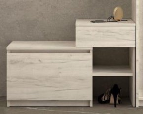 Тумба для взуття "Брайт" з ящиком 900х376х590 h . Дуб крафт білий (правостороння)