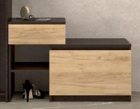 Тумба для обуви "Брайт" с ящиком 900х376х590 h . Венге магия / Дуб крафт золотой (левосторон.)