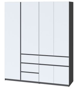 Большой современный шкаф "Брайт" 1800х520х2000 h . Антрацит/Белый