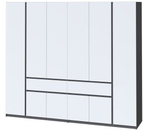 Шафа "Брайт" 2442х520х2000 h . Антрацит / фасад БІЛИЙ (Телескоп. напрямні лівосторонній)