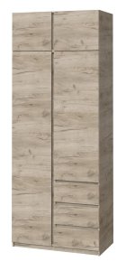 Шкаф с антресолью "Брайт" 1000х520х2400 h . Дуб крафт серый (Телескопические направляющие)