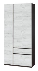 Шафа з антресоллю "Брайт" 1221х520х2400 h . Венге магія / Дуб крафт білий (лівосторонній)