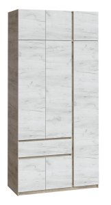 Шкаф с антресолью "Брайт" 1221х520х2400 h . Дуб крафт серый / Дуб крафт белый (правосторонний)