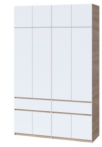 Шкаф с антресолью "Брайт" 1600х520х2400 h . Дуб сонома / Белый (Телескопические направляющие)