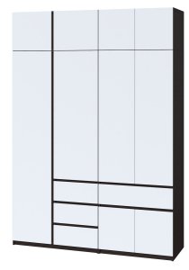 Шкаф с антресолью "Брайт" 1800х520х2400 h . Венге магия / белый (Телескопичиские направляющие)