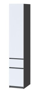 Шкаф-пенал "Брайт" 400х520х2000 h . Антрацит / фасад БЕЛЫЙ (Телескопические направляющие)