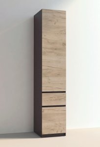 Шкаф-пенал "Брайт" 400х520х2000 h . Венге магия / Дуб крафт серый (Телескопичес. направл.)