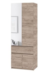Шкаф с зеркалом "Брайт" 800х520х2000 h . Дуб крафт серый (Телескопические направляющие)