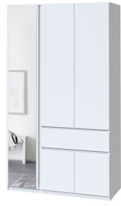 Шафа з дзеркалом "Брайт" 1221х520х2000 h . Білий (лівосторонній)