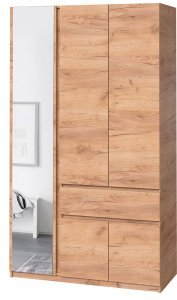 Шкаф с зеркалом "Брайт" 1221х520х2000 h . Дуб крафт золотой (левосторонний)