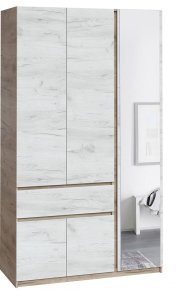 Шкаф с зеркалом "Брайт" 1221х520х2000 h . Дуб крафт серый / Дуб крафт белый (правосторонний)