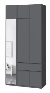 Шкаф с антресолью и зеркалом "Брайт" 1221х520х2400 h . Антрацит (левосторонний)