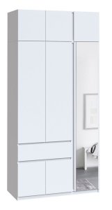 Шафа з антресоллю та дзеркалом "Брайт" 1221х520х2400 h . Білий (правосторонній)