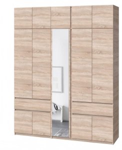 Шкаф с антресолью и зеркалом "Брайт" 2021х520х2400 h . Дуб сонома