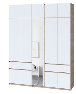 Шафа з антресоллю та дзеркалом "Брайт" 2021х520х2400 h . Дуб сонома / Білий