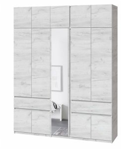 Шафа з антресоллю та дзеркалом "Брайт" 2021х520х2400 h . Дуб крафт білий