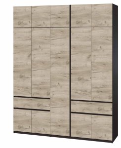 Шкаф с антресолью "Брайт" 2021х520х2400 h . Венге магия / Дуб крафт серый