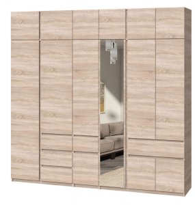 Шкаф с антресолью и зеркалом "Брайт" 2621х520х2400 h . Дуб сонома