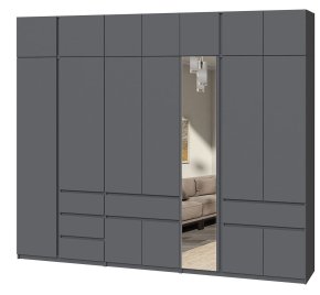 Шафа з антресоллю та дзеркалом "Брайт" 3021х520х2400 h . Антрацит