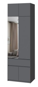 Шафа з антресоллю та дзеркалом "Брайт" 800х520х2400 h . Атрацит