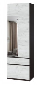 Шкаф с антресолью и зеркалом "Брайт" 800х520х2400 h . Венге магия / Дуб крафт белый