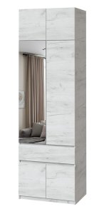 Шафа з антресоллю та дзеркалом "Брайт" 800х520х2400 h . Дуб крафт білий