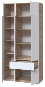 Шафа з антресоллю та полицями "Брайт" 1221х520х2400 h . Дуб сонома / Білий (лівосторонній)