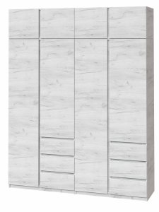 Шкаф "Брайт" 2000х520х2400 h . Дуб крафт белый (Телескопические направляющие)