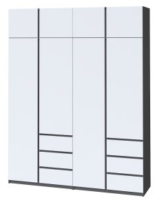 Шкаф "Брайт" 2000х520х2400 h . Антрацит / фасад БЕЛЫЙ (Телескопические направляющие)