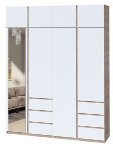 Шафа з дзеркалом "Брайт" 2000х520х2400 h . Дуб сонома / Білий (Телескопічні напрямні)