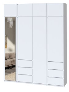 Шафа з дзеркалом "Брайт" 2000х520х2400 h . Білий (Телескопічні напрямні)