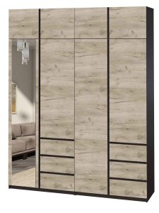 Шкаф с зеркалом "Брайт" 2000х520х2400 h . Венге магия / Дуб краф серый (Телескоп. направл.)