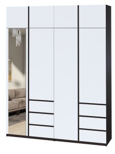 Шкаф с зеркалом "Брайт" 2000х520х2400 h . Венге магия / белый (Телескопические направляющие)