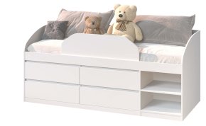 Ліжко "Брайт" з дитячим обмежувачем та ящиками 835x2032x840 мм. . Німфея альба (лівостороння)