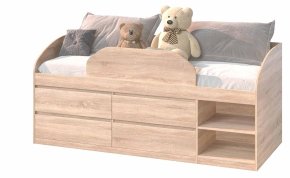Ліжко "Брайт" з дитячим обмежувачем та ящиками 835x2032x840 . Дуб сонома (лівостороння)