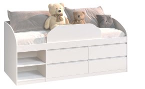 Ліжко "Брайт" з дитячим обмежувачем та ящиками 835x2032x840 мм. . Німфея альба (правостороння)