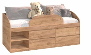 Ліжко "Брайт" з дитячим обмежувачем та ящиками 835x2032x840 . Дуб крафт золотий (правостороння)