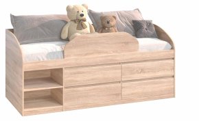Кровать "Брайт" с детским ограничителем и ящиками 835x2032x840 . Дуб сонома (правосторонняя)