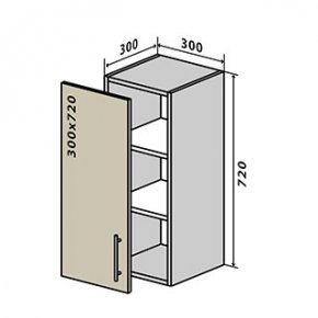 Навесной Шкаф №2 витрина (300x720) Мода мат Soft Touch 1