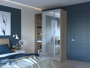 Шафа купе Сіті Лайт Дуб Cонома 2 Дзеркала 150х45х225 3