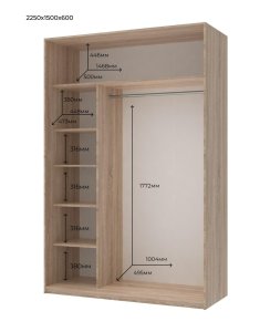 Шафа купе Сіті Лайт Дуб Cонома 2 ДСП 150х60х225 2