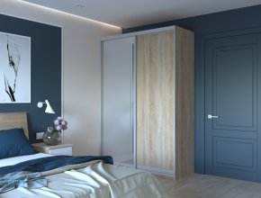 Шкаф купе Сити Лайт Дуб Cонома 1 ДСП / 1 Зеркало 150х60х225 2