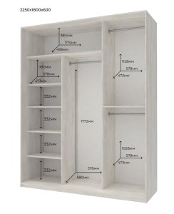 Шафа купе   Сіті Лайт Біле дерево 3 ДСП 180х60х225 2